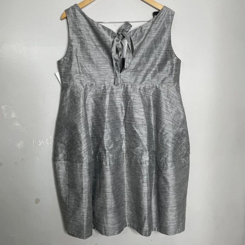 Nuovo Borgo Linen Blend Tie Back Tunic Dress Silver‎ Gray 44 Italy Large